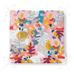 Geometrik Soyut Desenli Rengarenk Yaprak Motifli Fermuarlı Sandalye Minderi Realhomes