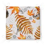 Mermer Zeminde Kurumuş Yaprak Dijital Basklılı Dekoratif Fermuarlı Sandalye Minderi Realhomes