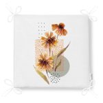 Beyaz Zemin Üzerinde Kurumuş Çiçek Motifli Modern Fermuarlı Sandalye Minderi Realhomes