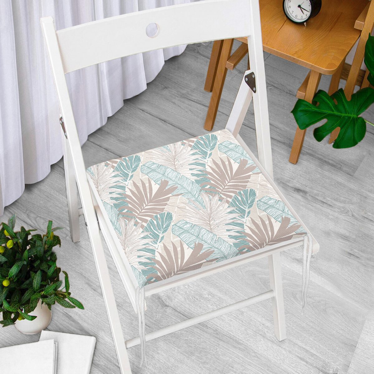 Modern Floral Desen Baskılı RealHomes Özel Tasarım Fermuarlı Sandalye Minderi Realhomes