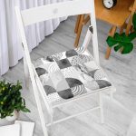 RealHomes Gri Zeminde Dekoratif Mermer Desenli Dijital Baskılı Fermuarlı Sandalye Minderi Realhomes