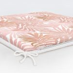 Pembe Tropik Yaprak Motifli Özel Tasarım Dijital Baskılı Fermuarlı Sandalye Minderi Realhomes