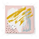 Pembe Zemin Üzerinde Sulu Boya Beyaz Ve Mavi Çizimli Özel Tasarım Fermuarlı Sandalye Minderi Realhomes