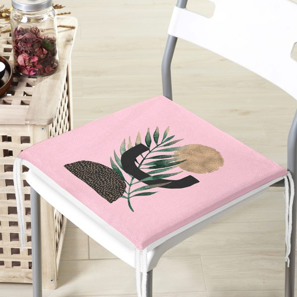 Gri Zeminde Gold Yaprak Motifli Dekoratif Fermuarlı Sandalye Minderi Realhomes