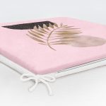 Pembe Zemin Üzerinde Soyut Çizim Ay Ve Yaprak Motifli Fermuarlı Sandalye Minderi Realhomes