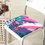 Rengarenk Yaprak Çizimli Modern Özel Tasarım Fermuarlı Sandalye Minderi Realhomes