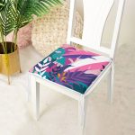 Rengarenk Yaprak Çizimli Modern Özel Tasarım Fermuarlı Sandalye Minderi Realhomes