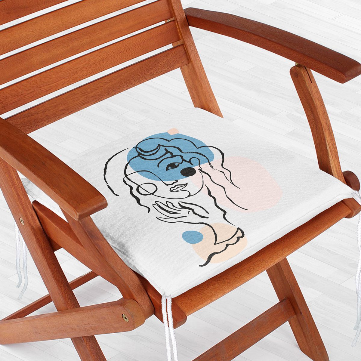 Portre Baskılı Dekoratif Özel Tasarım Fermuarlı Sandalye Minderi Realhomes