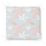 Renkli Zeminde Pembe Ve Beyaz Yaprak Motifli Dekoratif Fermuarlı Sandalye Minderi Realhomes