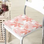 Gri Zemin Üzerinde Pembe Beyaz Yaprak Motifli Dekoratif Fermuarlı Sandalye Minderi Realhomes