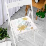 Geometrik Çizimler Üzerinde Tropik Yaprak Motifli Fermuarlı Sandalye Minderi Realhomes