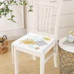 Geometrik Çizimler Üzerinde Tropik Yaprak Motifli Fermuarlı Sandalye Minderi Realhomes