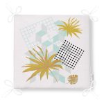 Geometrik Çizimler Üzerinde Tropik Yaprak Motifli Fermuarlı Sandalye Minderi Realhomes