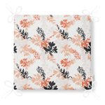 Turuncu Siyah Renkli Yaprak Dijital Baskılı Özel Tasarım Fermuarlı Sandalye Minderi Realhomes