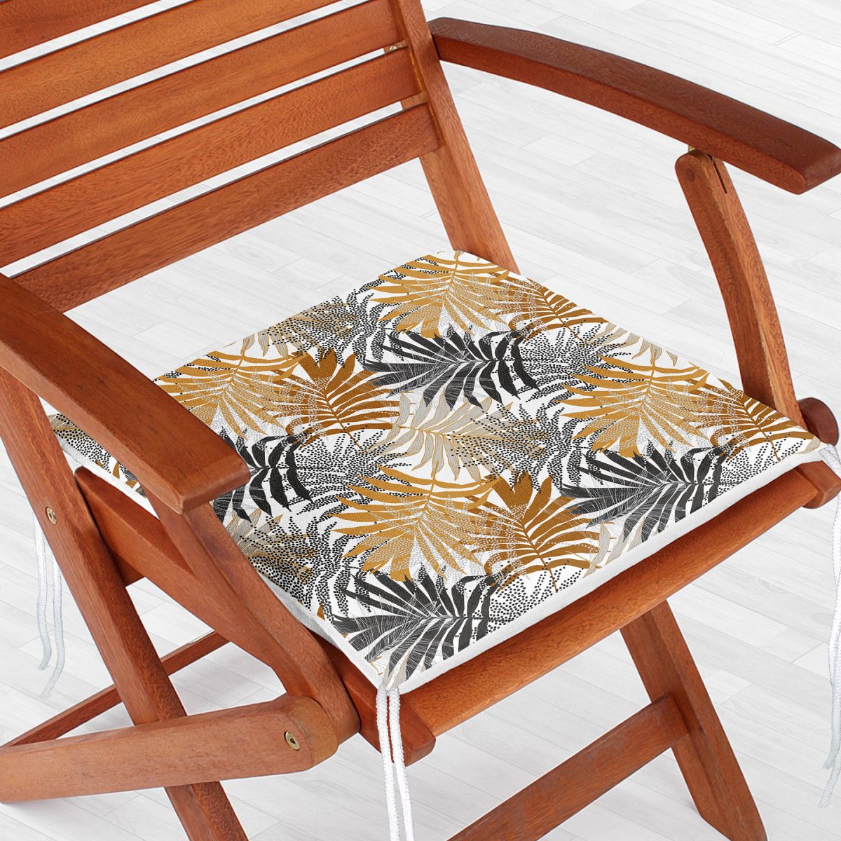 Renkli Yapraklar Üzerinde Nokta Tasarımlı Fermuarlı Sandalye Minderi Realhomes