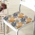 Renkli Yapraklar Üzerinde Nokta Tasarımlı Fermuarlı Sandalye Minderi Realhomes