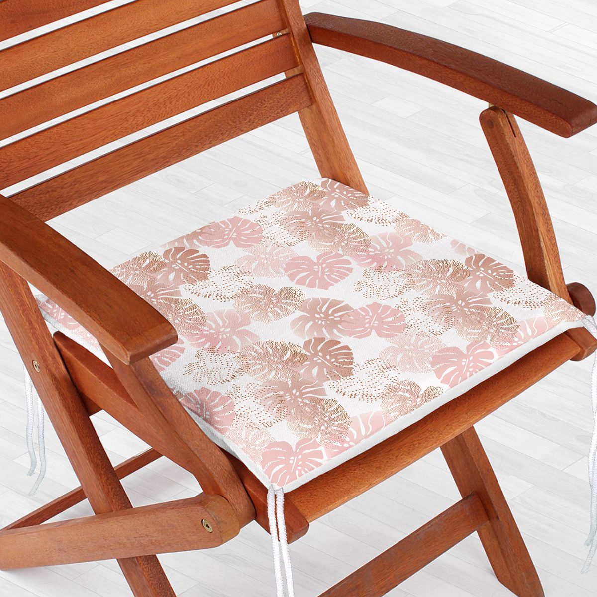 Beyaz Zemin Üzerinde Pembe Tropikal Yaprak Desenli Modern Fermuarlı Sandalye Minderi Realhomes