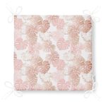 Beyaz Zemin Üzerinde Pembe Tropikal Yaprak Desenli Modern Fermuarlı Sandalye Minderi Realhomes