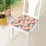 Beyaz Zemin Üzerinde Pembe Noktalı Tropik Yaprak Desenli Fermuarlı Sandalye Minderi Realhomes