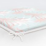 Renkli Zemin Üzerinde Beyaz Ve Pembe Yaprak Motifli Fermuarlı Sandalye Minderi Realhomes