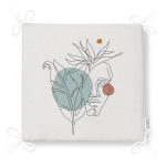 Portre Çizim Üzerinde Yaprak Desenli Dekoratif Fermuarlı Sandalye Minderi Realhomes