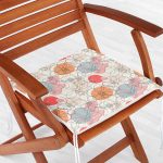 Kırmızı Ve Turuncu Puantiyeli Zeminde Karakalem Çiçek Motifli Fermuarlı Sandalye Minderi Realhomes