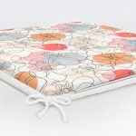 Kırmızı Ve Turuncu Puantiyeli Zeminde Karakalem Çiçek Motifli Fermuarlı Sandalye Minderi Realhomes