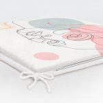 Kırmızı Şeritli Portre Çizimli Dekoratif Modern Fermuarlı Sandalye Minderi Realhomes