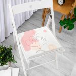 Kırmızı Şeritli Portre Çizimli Özel Tasarımlı Modern Fermuarlı Sandalye Minderi Realhomes