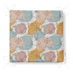 Mavi Ve Kahverengi Puantiye Zemin Üzerinde Karakalem Çizim Çiçek Motifli Fermuarlı Sandalye Minderi Realhomes