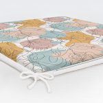 Mavi Ve Kahverengi Puantiye Zemin Üzerinde Karakalem Çizim Çiçek Motifli Fermuarlı Sandalye Minderi Realhomes