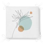 Beyaz Zeminde İnce Yaprak Desenli Dekoratif Fermuarlı Sandalye Minderi Realhomes