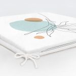 Beyaz Zeminde İnce Yaprak Desenli Dekoratif Fermuarlı Sandalye Minderi Realhomes