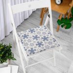 Gri Kot Zemin Üzerinde Kristal Taneleri Motifli Fermuarlı Sandalye Minderi Realhomes