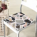 Geometrik Mermer Desenli Özel Tasarım Dijital Baskılı Fermuarlı Sandalye Minderi Realhomes