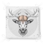 Beyaz Zeminde Alageyik Motifli Modern Fermuarlı Sandalye Minderi Realhomes