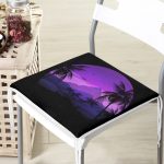 Siyah Zeminde Palmiye Ağaçları Ve Kuş Desenli Fermuarlı Sandalye Minderi Realhomes