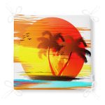 Gün Batımında Palmiye Ağaç Temalı Özel Tasarım Fermuarlı Sandalye Minderi Realhomes