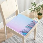 Toz Mavisi Zeminli Tropik Yapraklı Özel Tasarım Dijital Baskılı Modern Fermuarlı Sandalye Minderi Realhomes