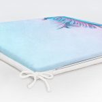 Toz Mavisi Zeminli Tropik Yapraklı Özel Tasarım Dijital Baskılı Fermuarlı Sandalye Minderi Realhomes