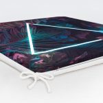 Tropik Yapraklar Üzerinde Neon Üçgen Motifli Fermuarlı Sandalye Minderi Realhomes