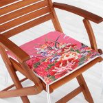 Pembe Zeminde Bahar Çiçekleri Desenli Modern Fermuarlı Sandalye Minderi Realhomes