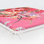 Pembe Zeminde Bahar Çiçekleri Desenli Modern Fermuarlı Sandalye Minderi Realhomes