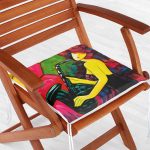 Soyut Çizim Saksafon Temalı Dijital Baskılı Fermuarlı Sandalye Minderi Realhomes