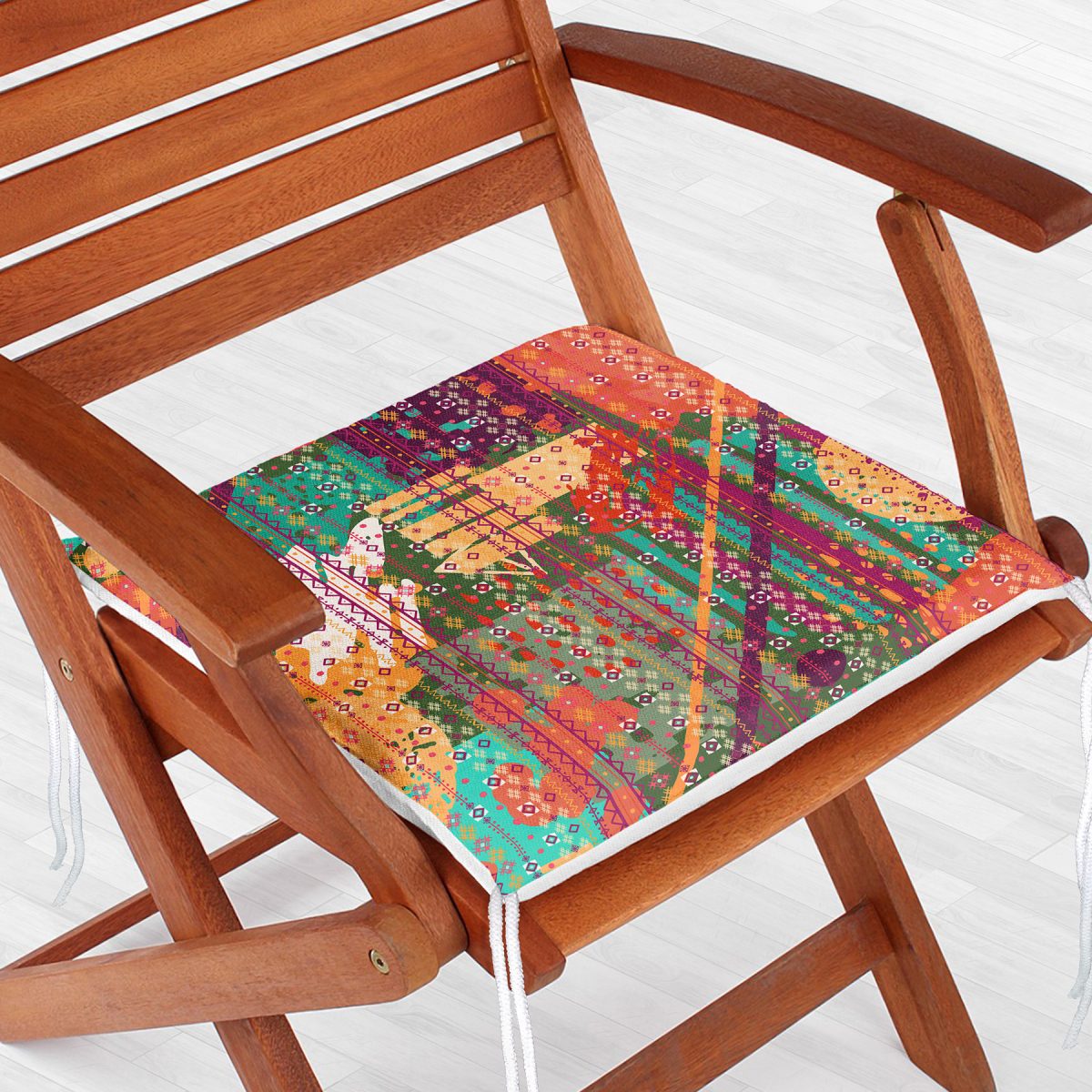 Halı Desenli Dekoratif Fermuarlı Sandalye Minderi Realhomes