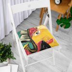 Müzik Temalı Soyut Kadın Motifli Fermuarlı Sandalye Minderi Realhomes