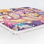 Dalgalı Geometrik Çiçek Motifli Fermuarlı Sandalye Minderi Realhomes