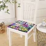 Siyah Beyaz Temalı Çiçek Motifli Fermuarlı Sandalye Minderi Realhomes