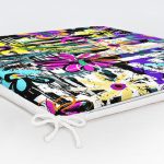 Siyah Beyaz Temalı Çiçek Motifli Fermuarlı Sandalye Minderi Realhomes