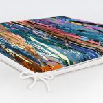 Mavi Ağırlıklı Suluboya Desenli Modern Fermuarlı Sandalye Minderi Realhomes